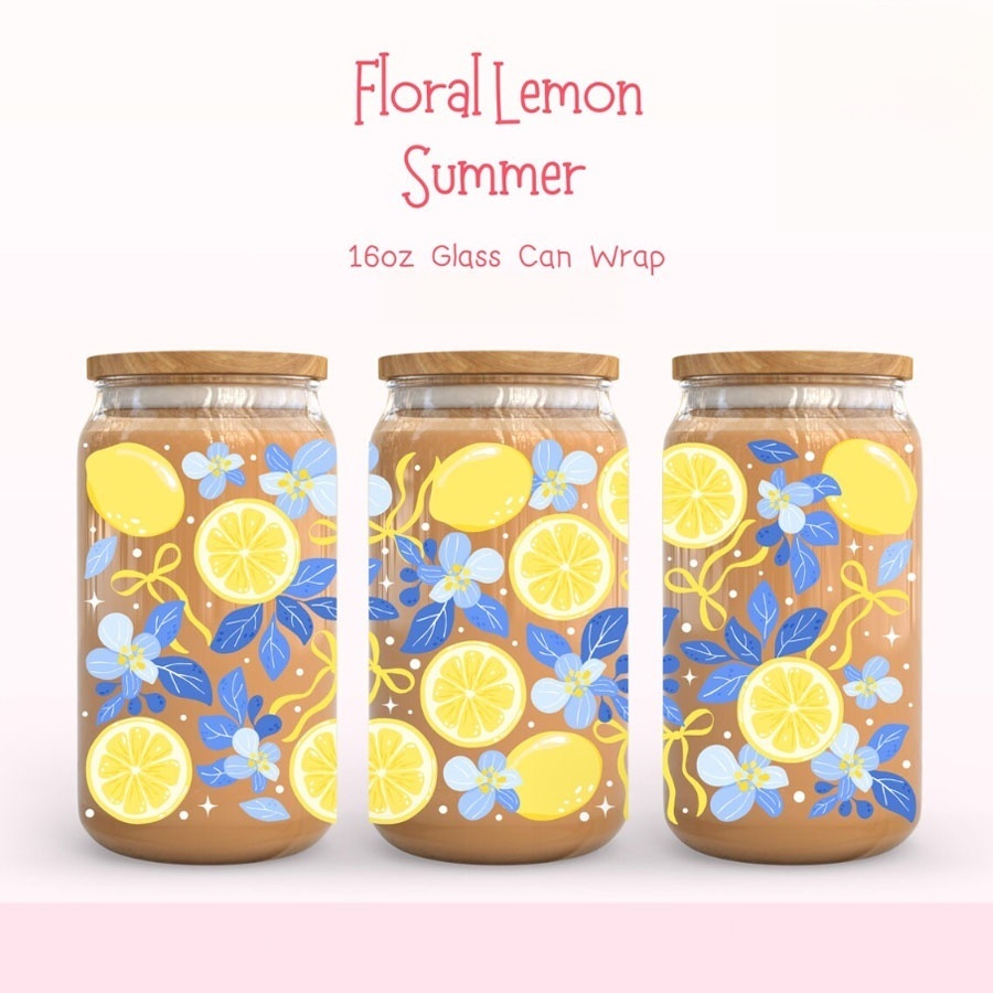 Lemon Floral UV DTF Transfer S - Espresso Shot Glass 评论和价格