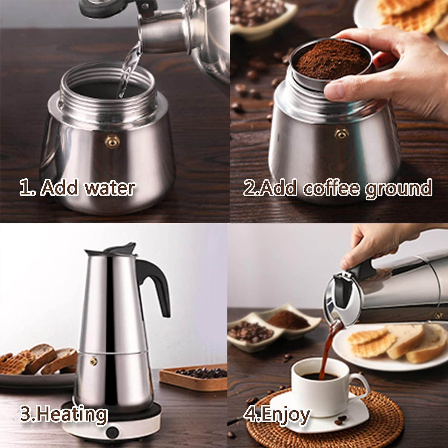 4/6/9 Cups Moka Pot Caffe Mach - Coffee Equipment Accessories 评论和价格